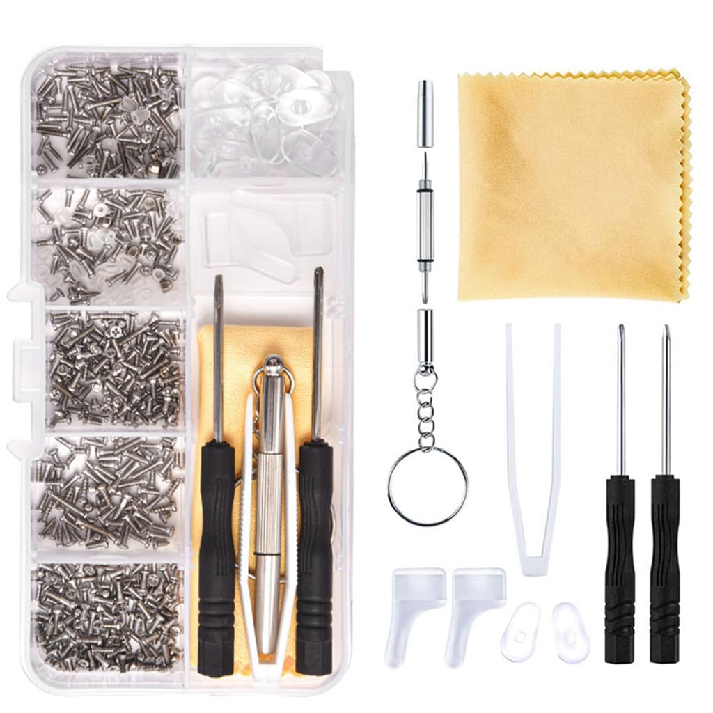 HASTHIP 528pcs Spectacles Glasses Repair Tool Kit Eyeglass Repair Kit with 500 Pcs Spectacles Repair Screws, 20pcs Silicone Nose Pads, Mini Screwdriver, Screws Nuts, Tweezer, Glasses Cloth HASTHIP 528pcs Spectacles Glasses Repair Tool Kit Eyeglass Repair Kit with 500 Pcs Spectacles Repair Screws, 20pcs Silicone Nose Pads, Mini Screwdriver, Screws Nuts, Tweezer, Glasses Cloth